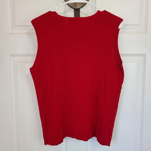 (407) Karen Scott  Woman's Sleeveless Sweater Vest, Size: Large Color: Red - Picture 9 of 10